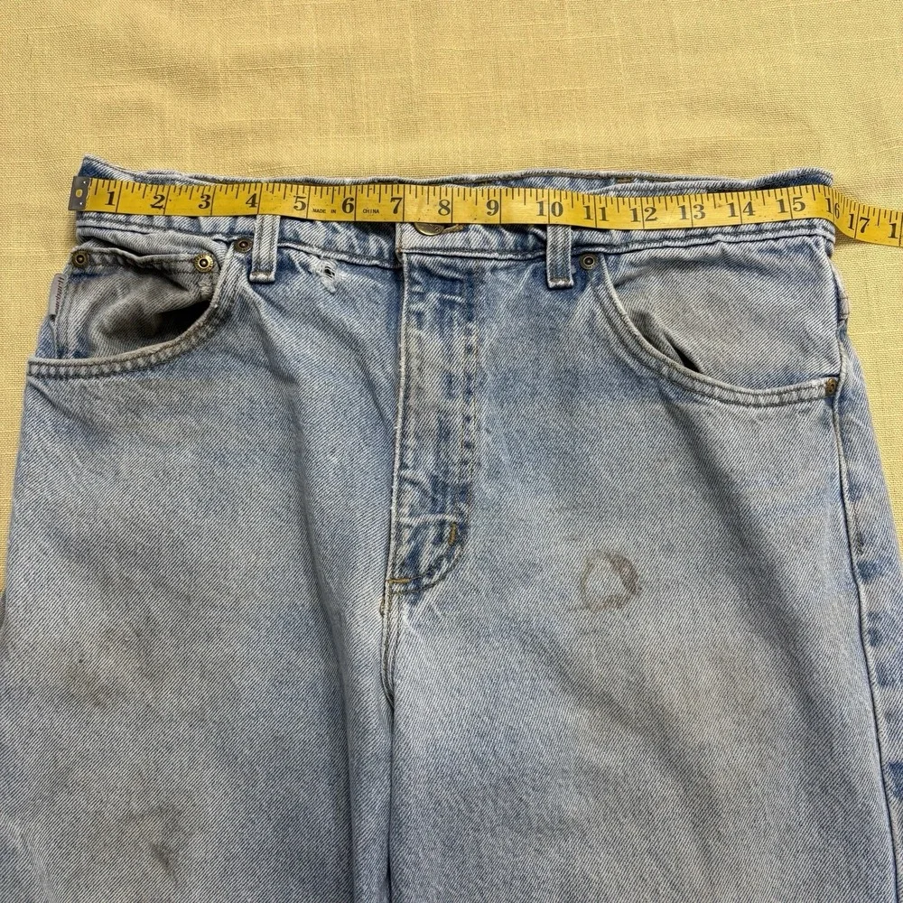 Vintage 90s Carhartt Light Wash Baggy Distressed Jeans Mens 32x31 Cotton Patina